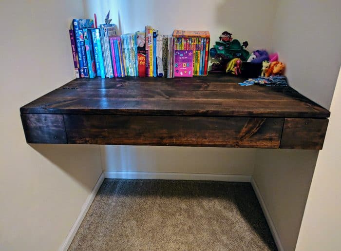 finished floating wall desk