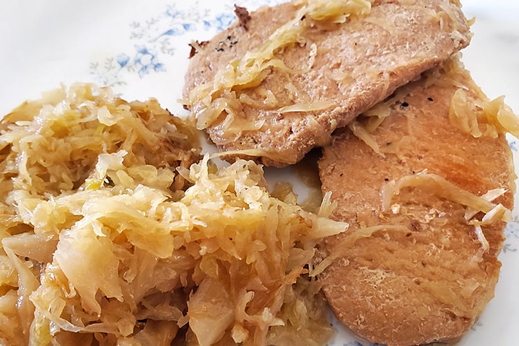 Fried Pork Chops and sauerkraut