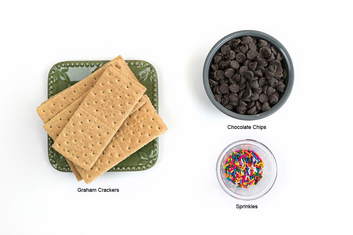 Ingredients for chocolate covered graham crackers.