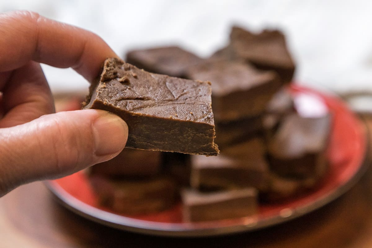 A close up shot of peanut butter fudge.