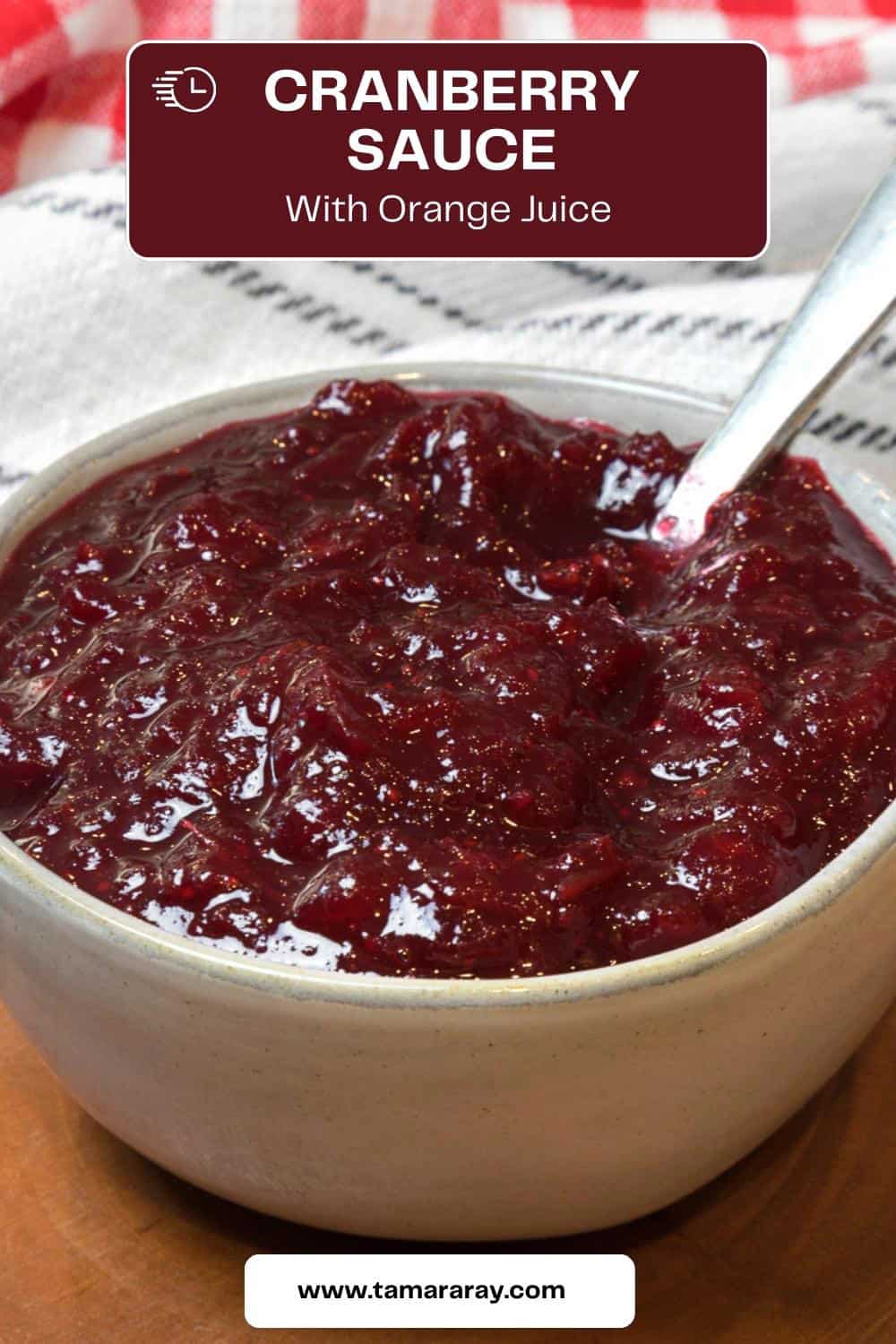 Cranberry sauce with orange juice in a bowl.