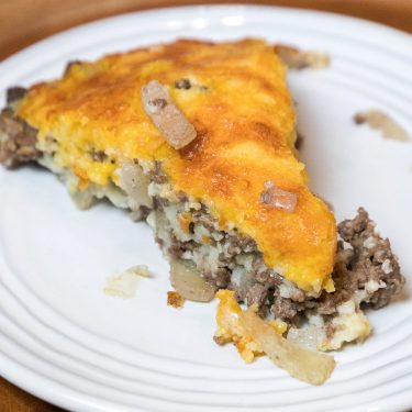 Bisquick cheeseburger pie recipe on plate.