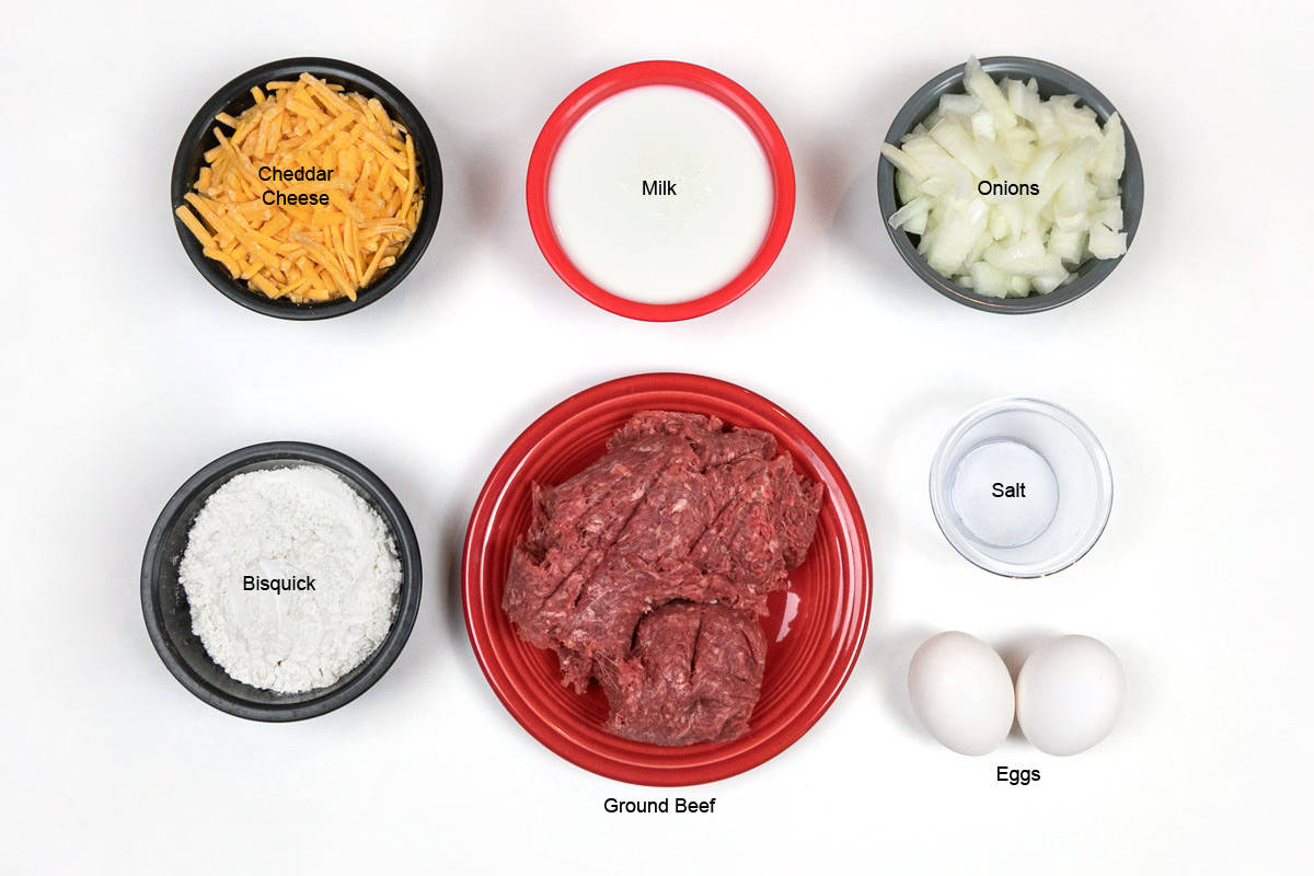 Ingredients for Easy Bisquick Cheeseburger Pie Recipe