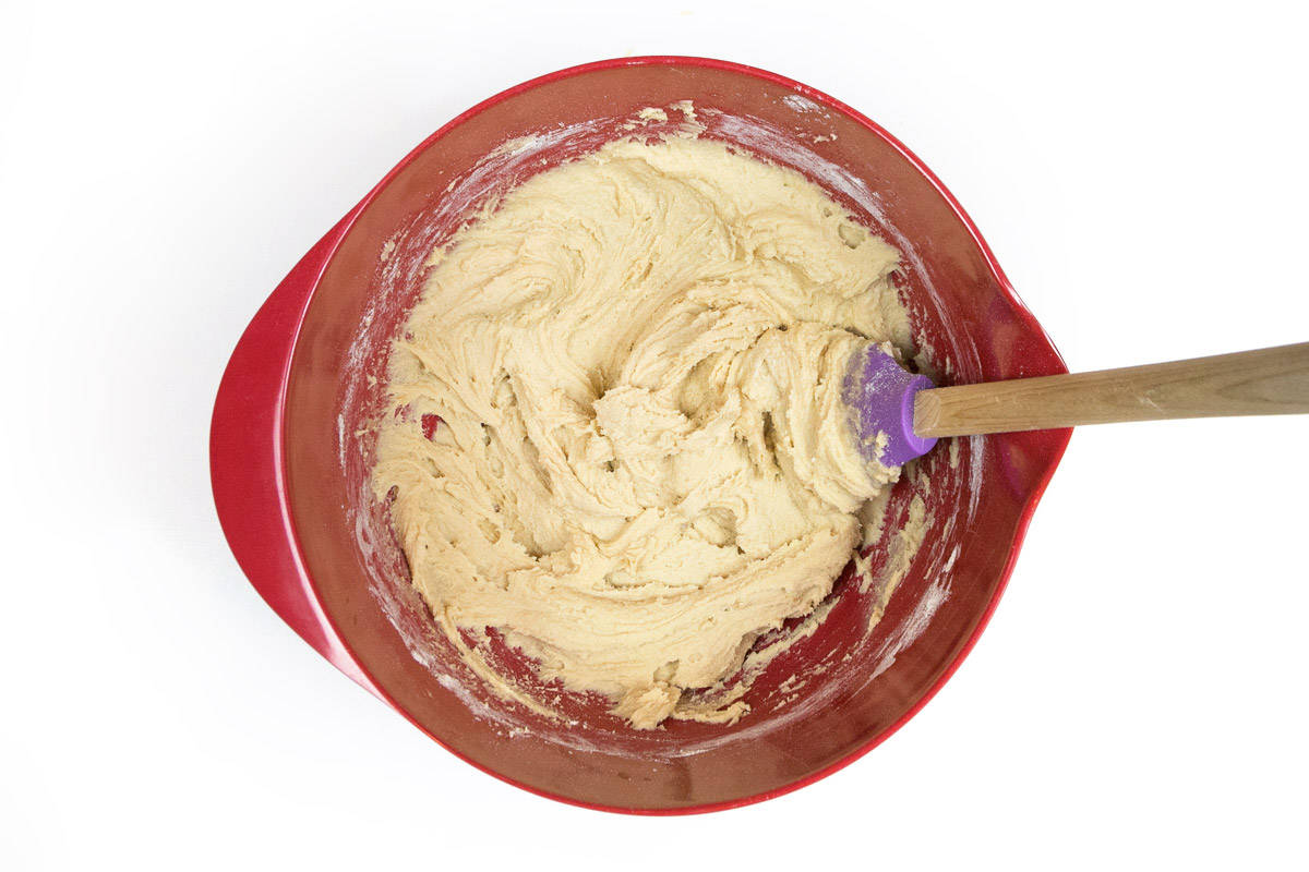 Cookie dough in a bowl.