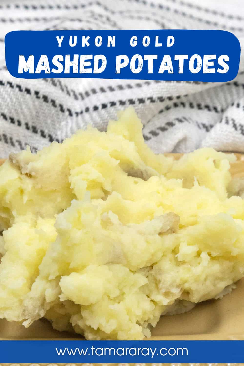 Yukon gold mashed poatoes on a plate.