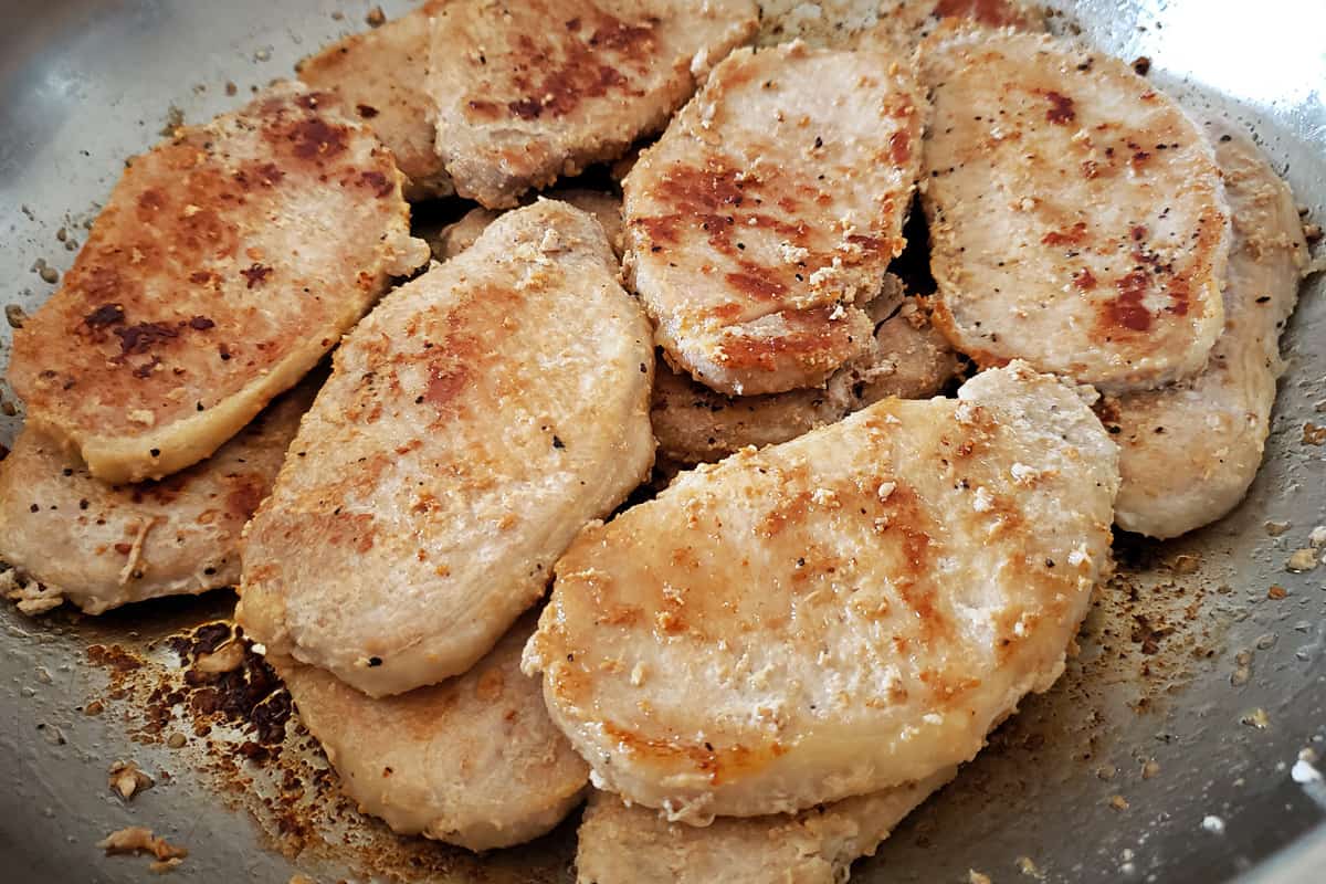 fried pork chops browned