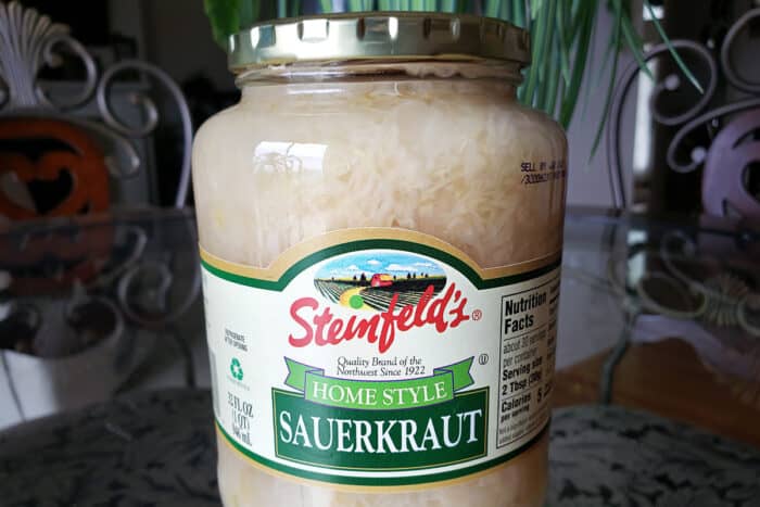 A jar of Steinfeld's sauerkraut