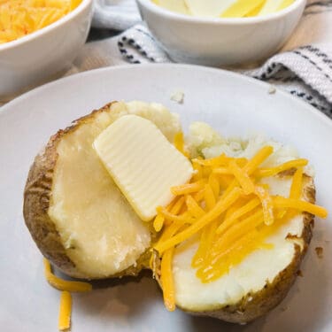 Air fryer baked potatoes with cheese recipe.