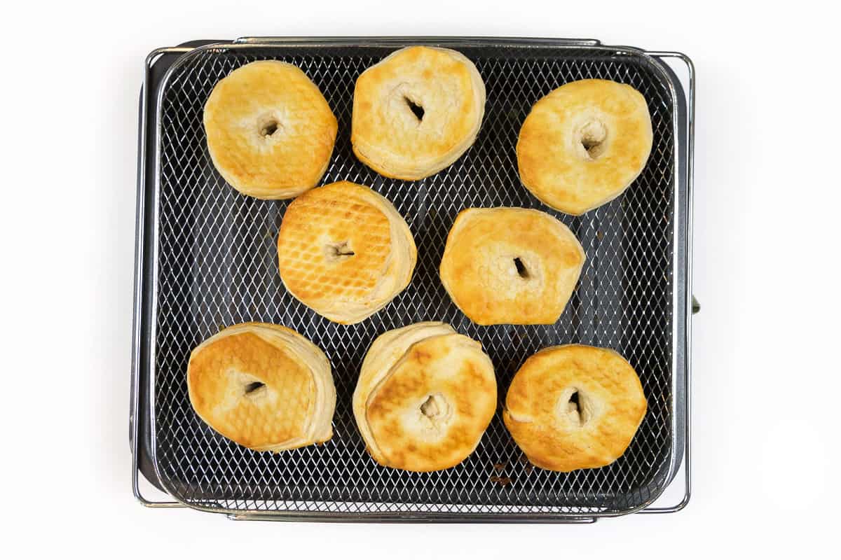 Bake at three hundred and sixty degrees for eight minutes, turning them over halfway through.