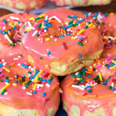 Air fryer biscuit donuts recipe close up.