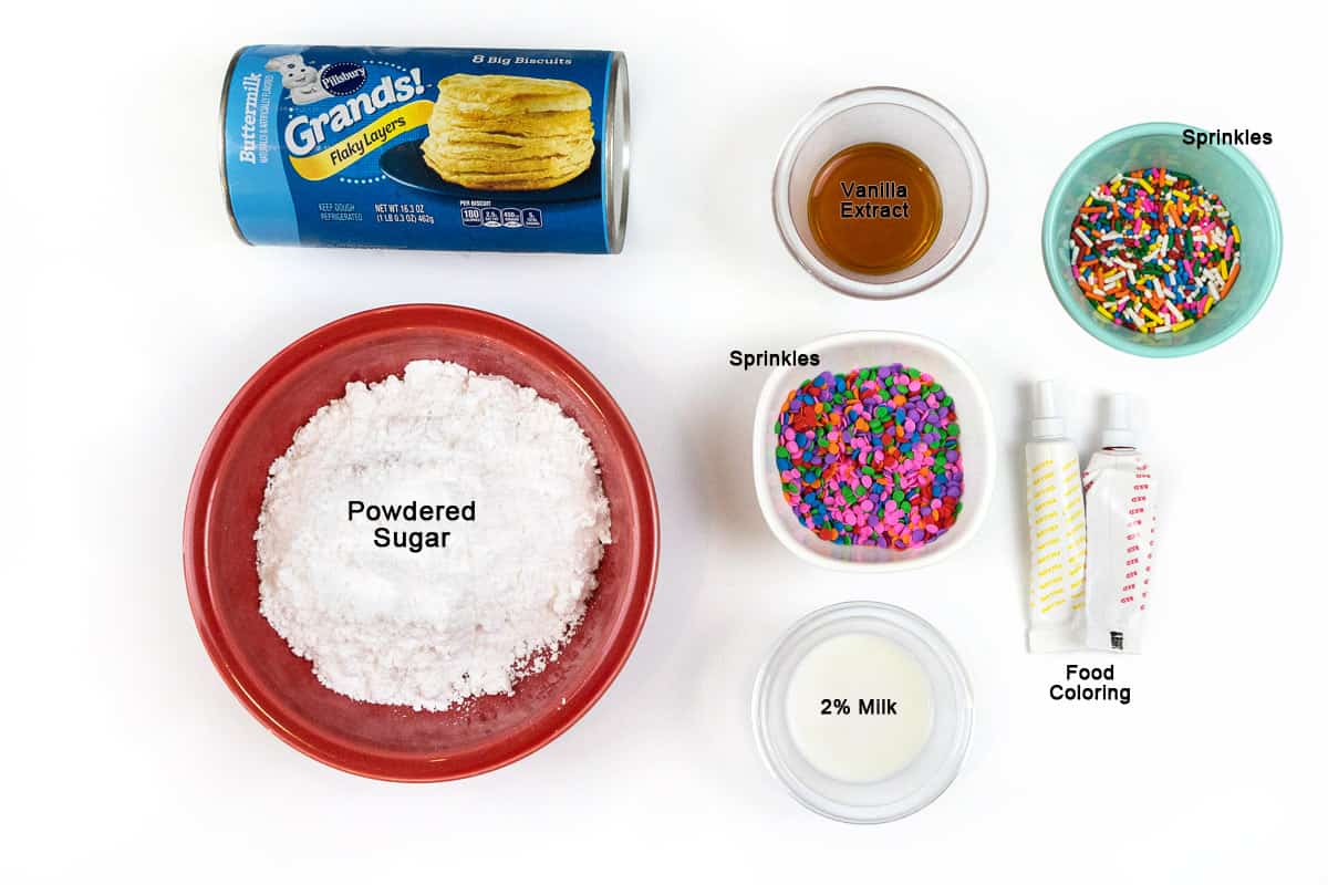 Ingredients for easy air fryer biscuit donuts.