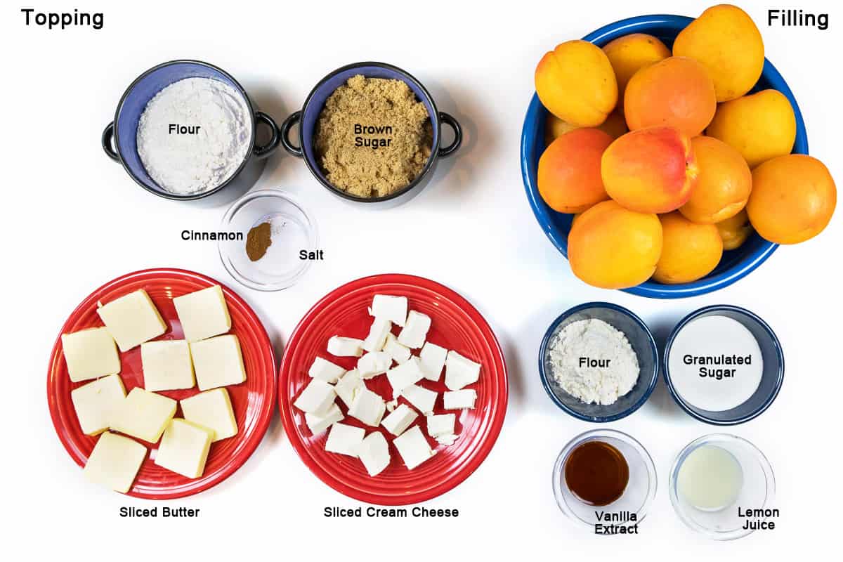 Ingredients for Tart apricot crisp.