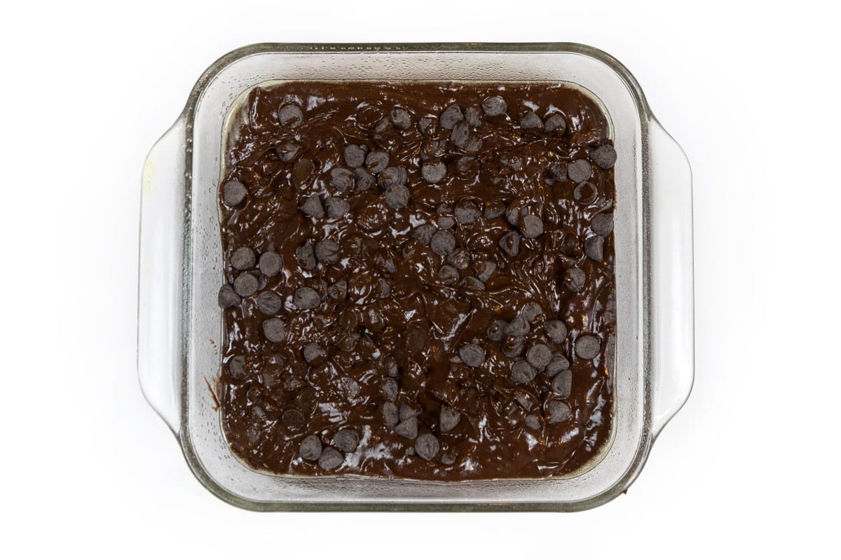 Pour the avocado mixture into the square baking pan.