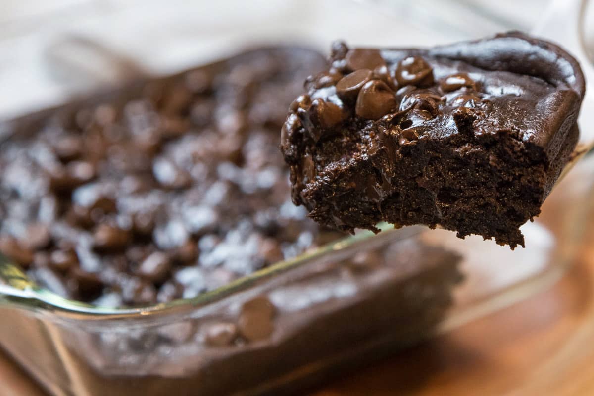 Fudgy avocado brownies.
