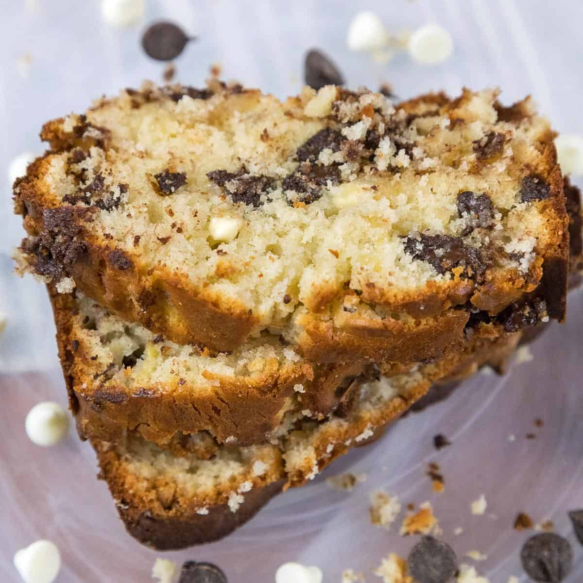 Banana Bread with Cream Cheese and Chocolate Chips