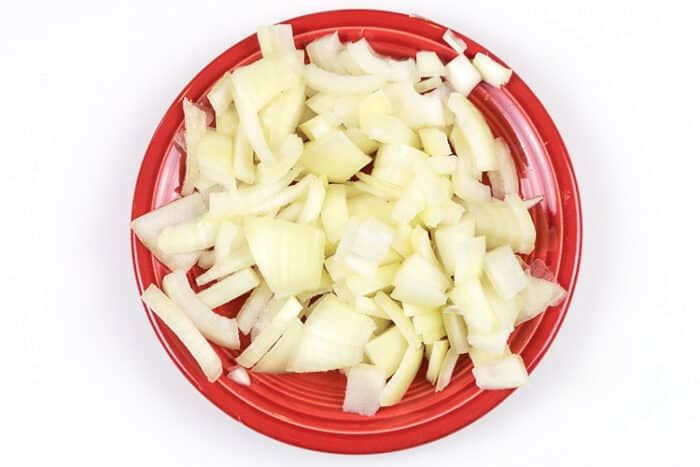 Chop the other onion.
