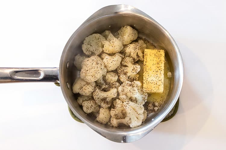 Butter and pepper were added to the saucepan.