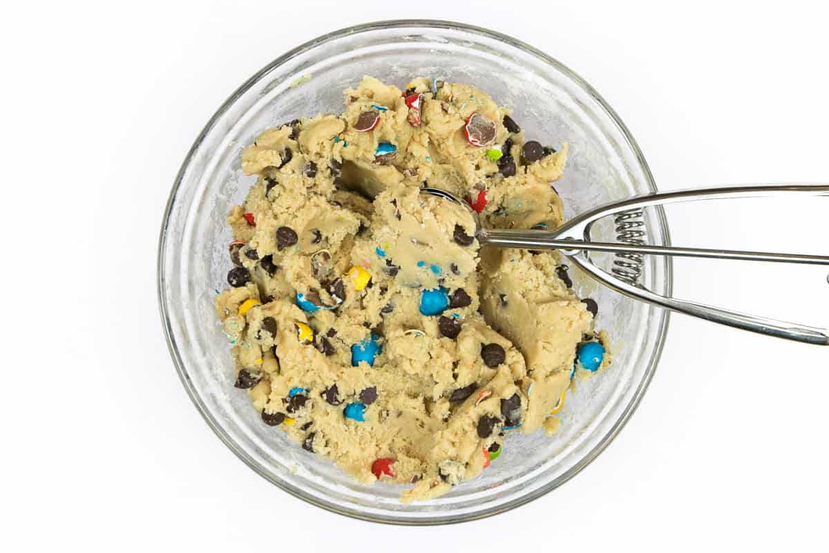 Cookie dough in a bowl.
