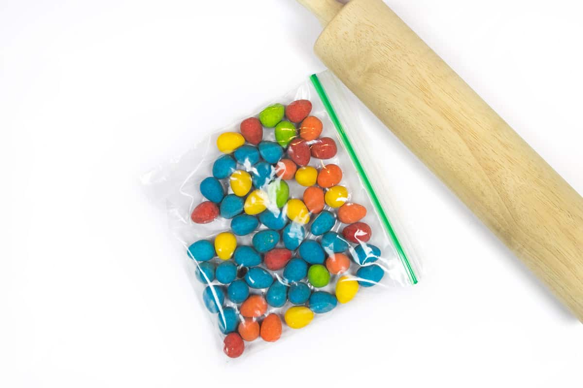 Mini Cadbury eggs in a ziplock bag.