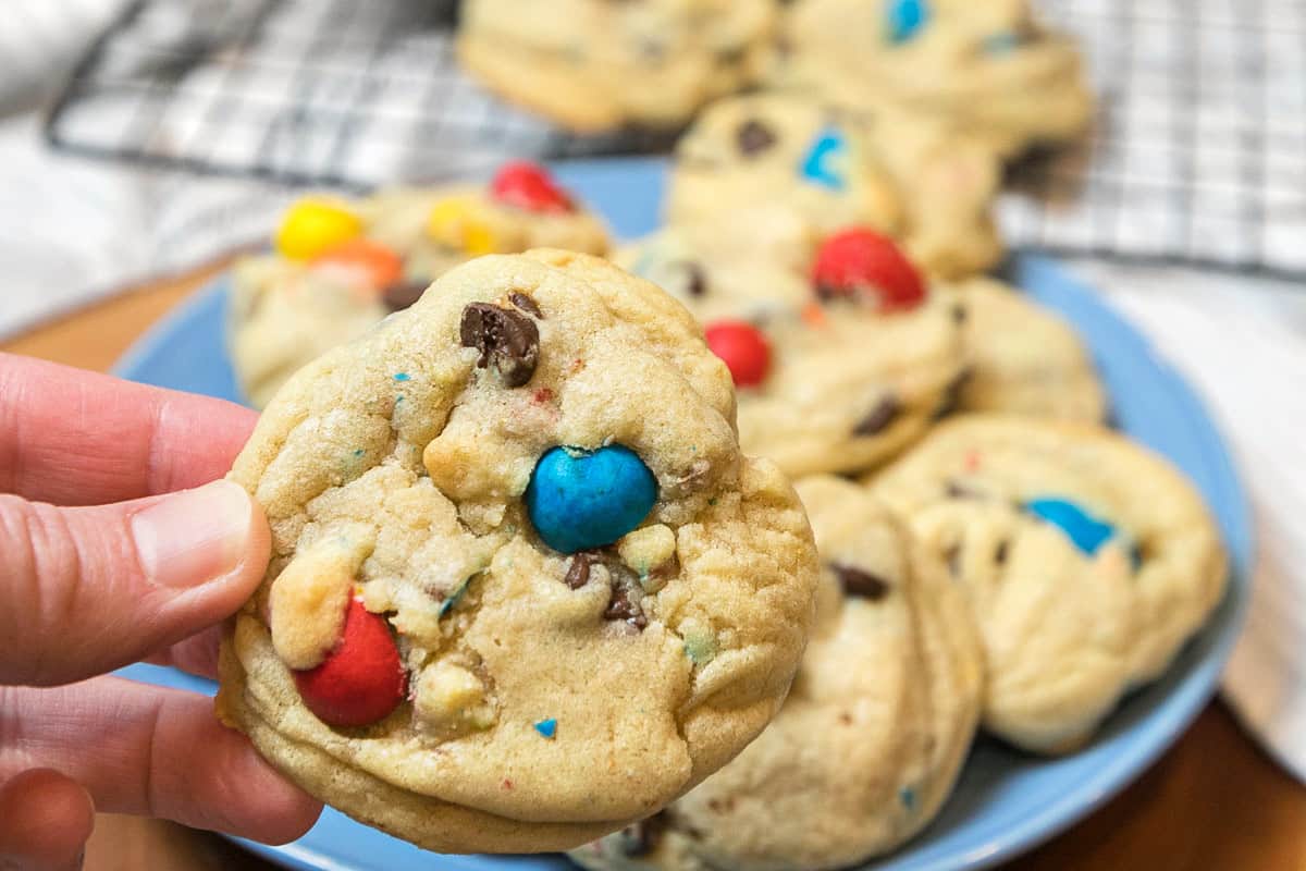 A close-up shot of an Easter mini Cadbury egg cookie.