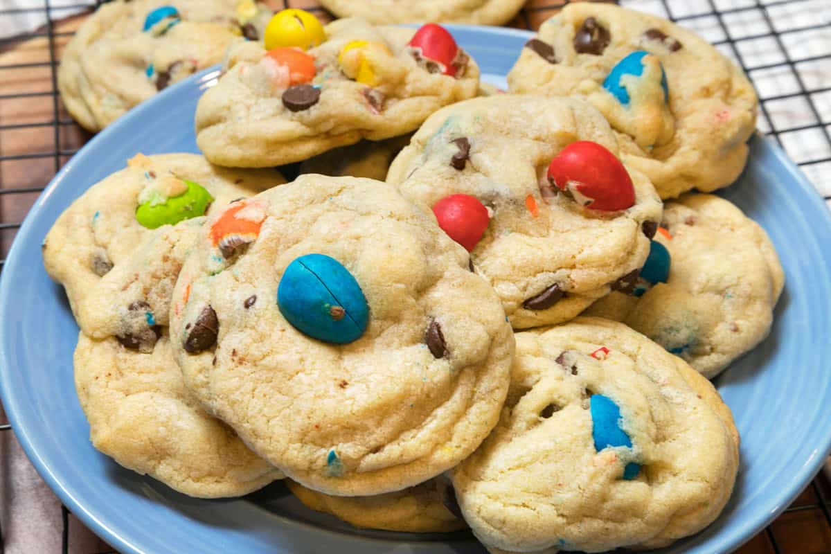 Easter mini Cadbury egg cookies on a plate.
