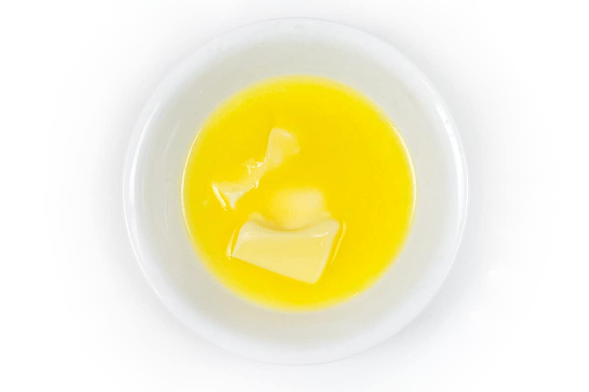 Melted butter in a bowl.