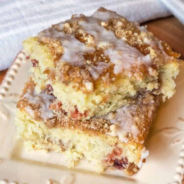 Close up of Pillsbury coffee cake recipe on a plate.