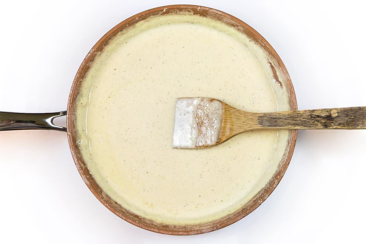 Stir and simmer until the heavy cream has thickened.