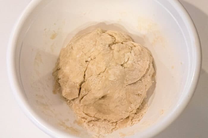 Flour mixture formed into a ball.