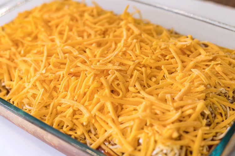 cheddar cheese added to the top