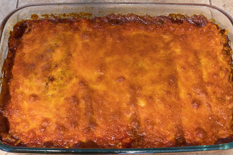Chicken enchiladas out of the oven