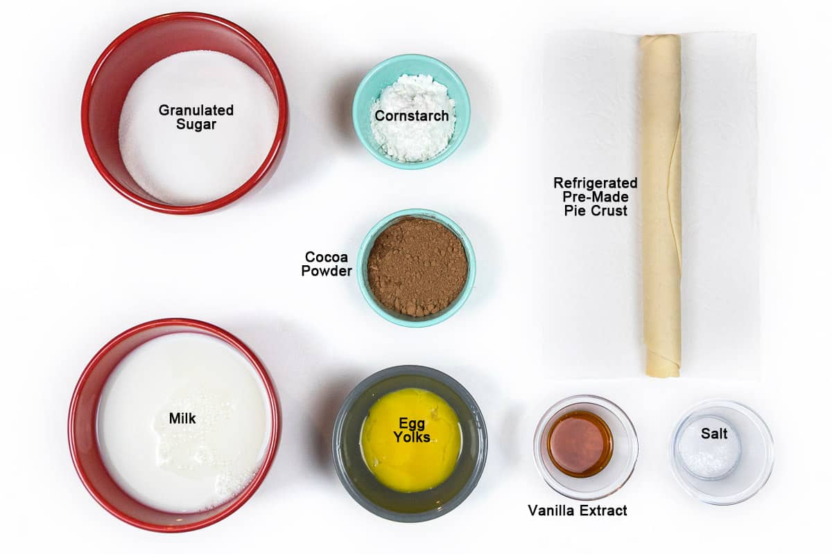 Ingredients for chocolate pie.