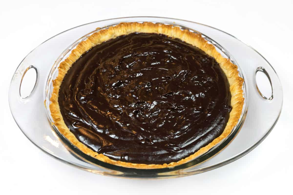 The chocolate pie has to chill in the refrigerator for a couple of hours.
