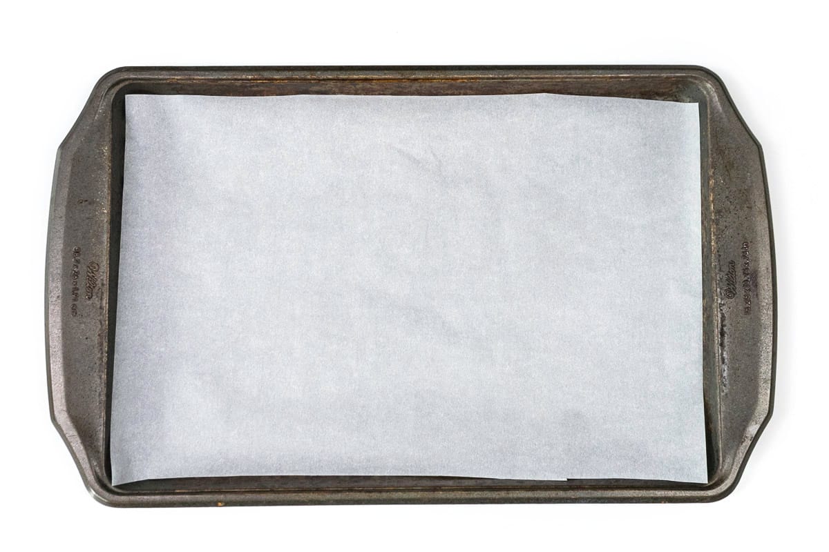 Parchment paper on a cookie sheet.