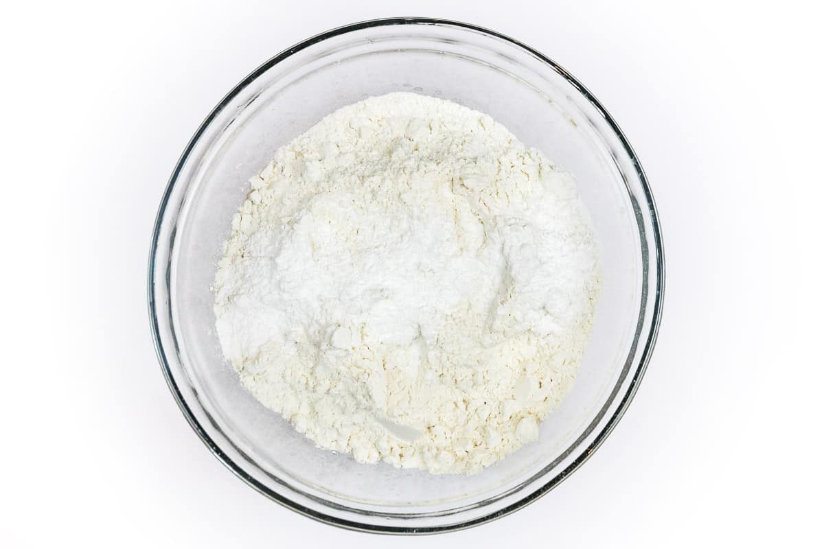 Flour and salt in a bowl.