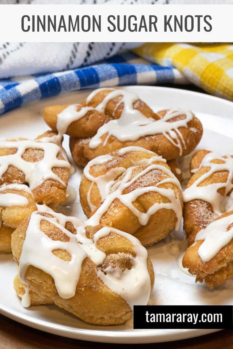 Cinnamon sugar knots on a plate.