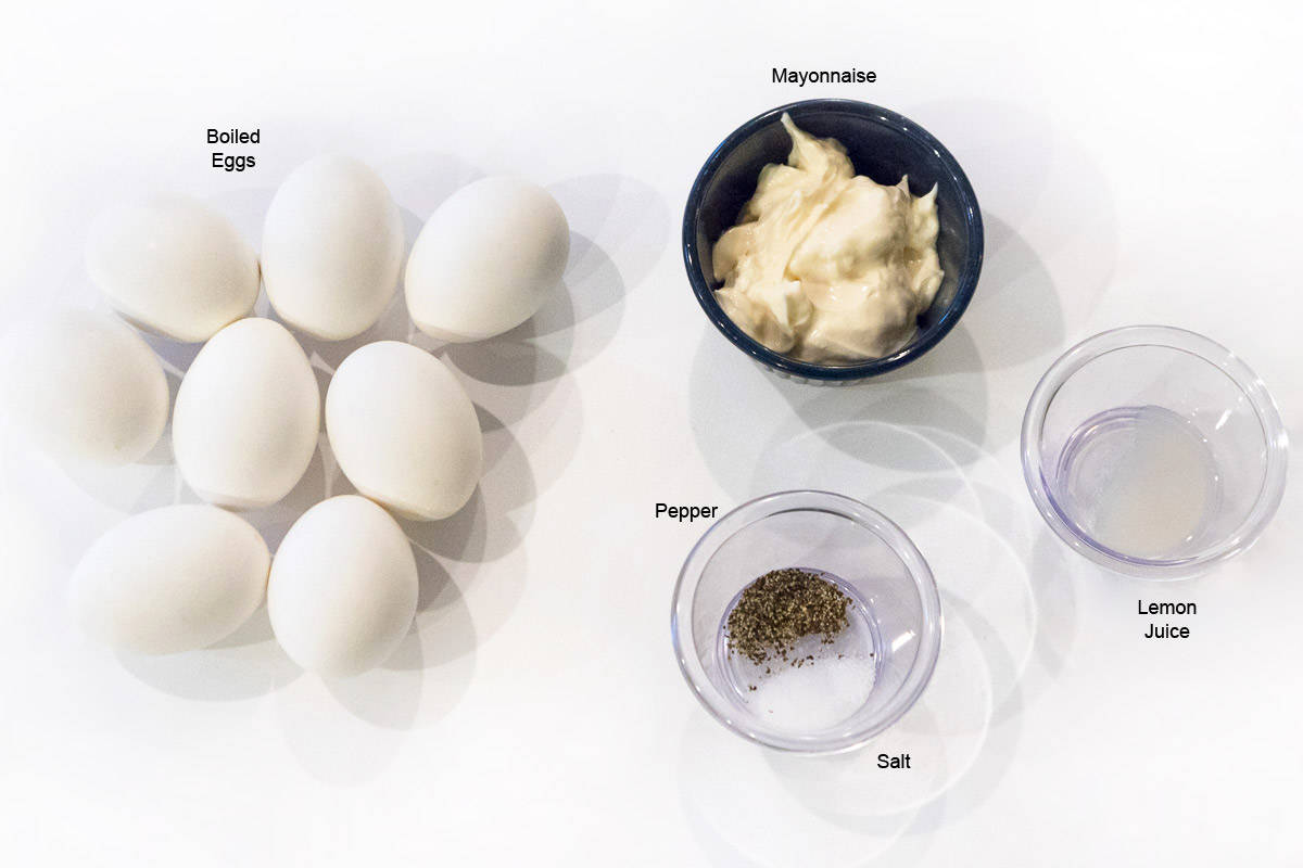 Ingredients for egg salad.