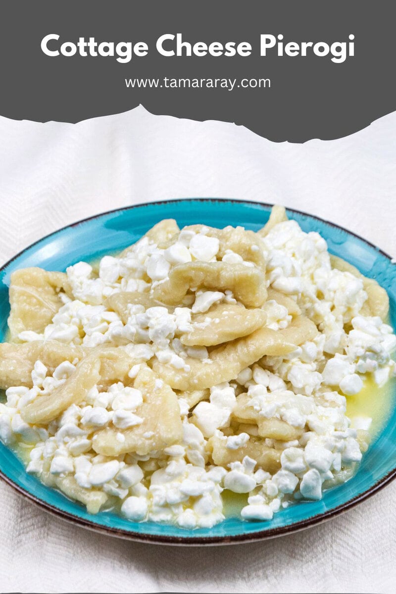 A plate of cottage cheese pierogi.
