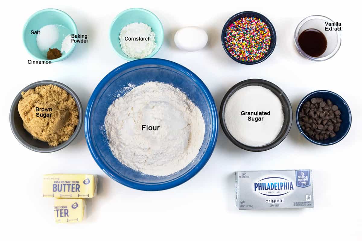 Ingredients for Cream Cheese Cookies with Sprinkles