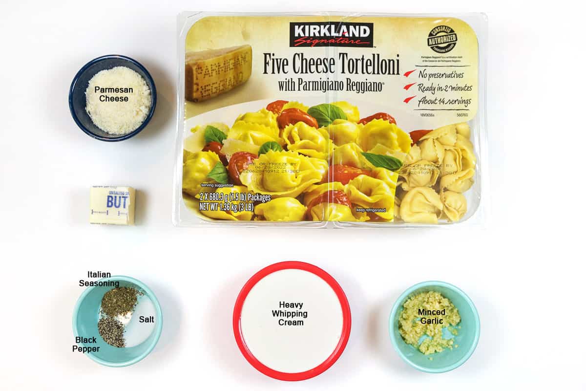 Ingredients for Creamy Cheese Tortelloni.