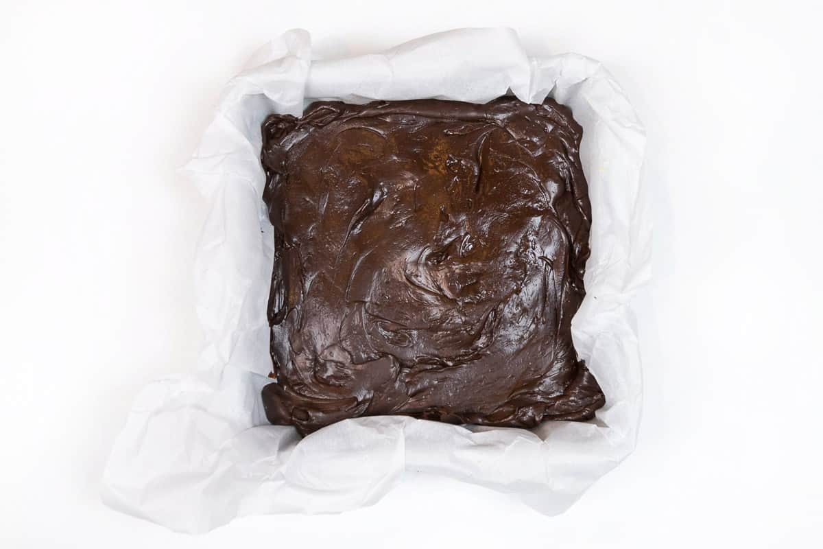 The fudge mixture cooled for about one to two hours before cutting.