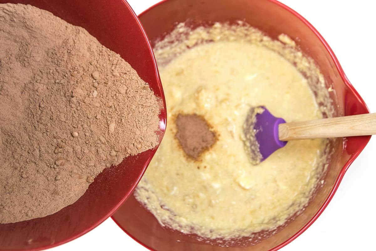 Add the dry ingredients to the wet ingredients.