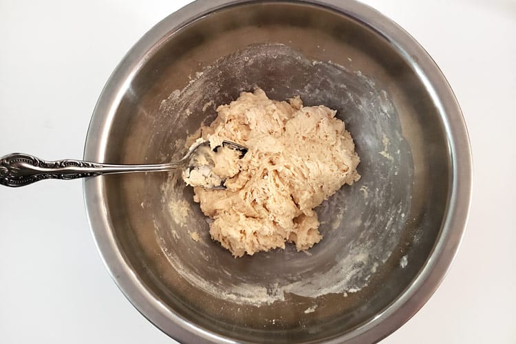 Dumpling dough in a bowl for fried dumplings.
