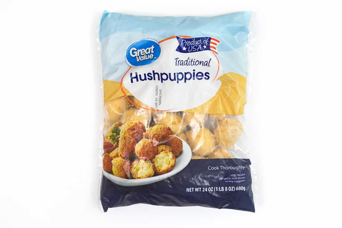 Ingredients for frozen hushpuppies cooked in the air fryer.