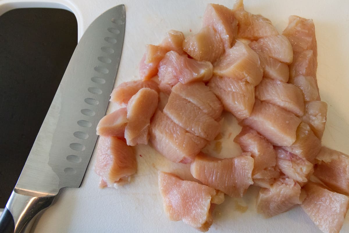 Cut up chicken.