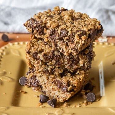 Homemade granola bars on a plate.