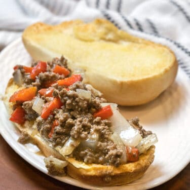 Ground beef Philly cheesesteak recipe.