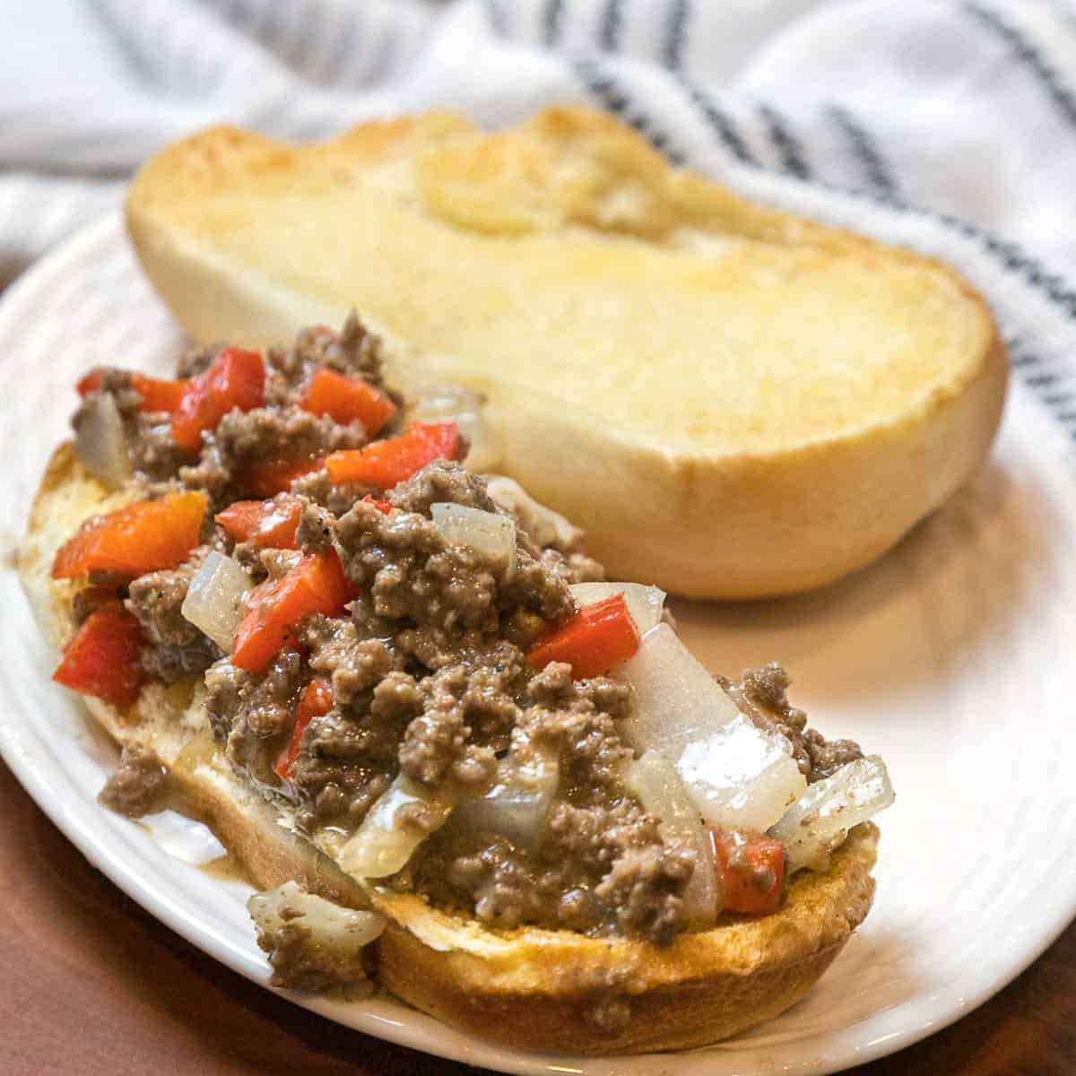 Ground Beef Philly Cheesesteak (Skillet)