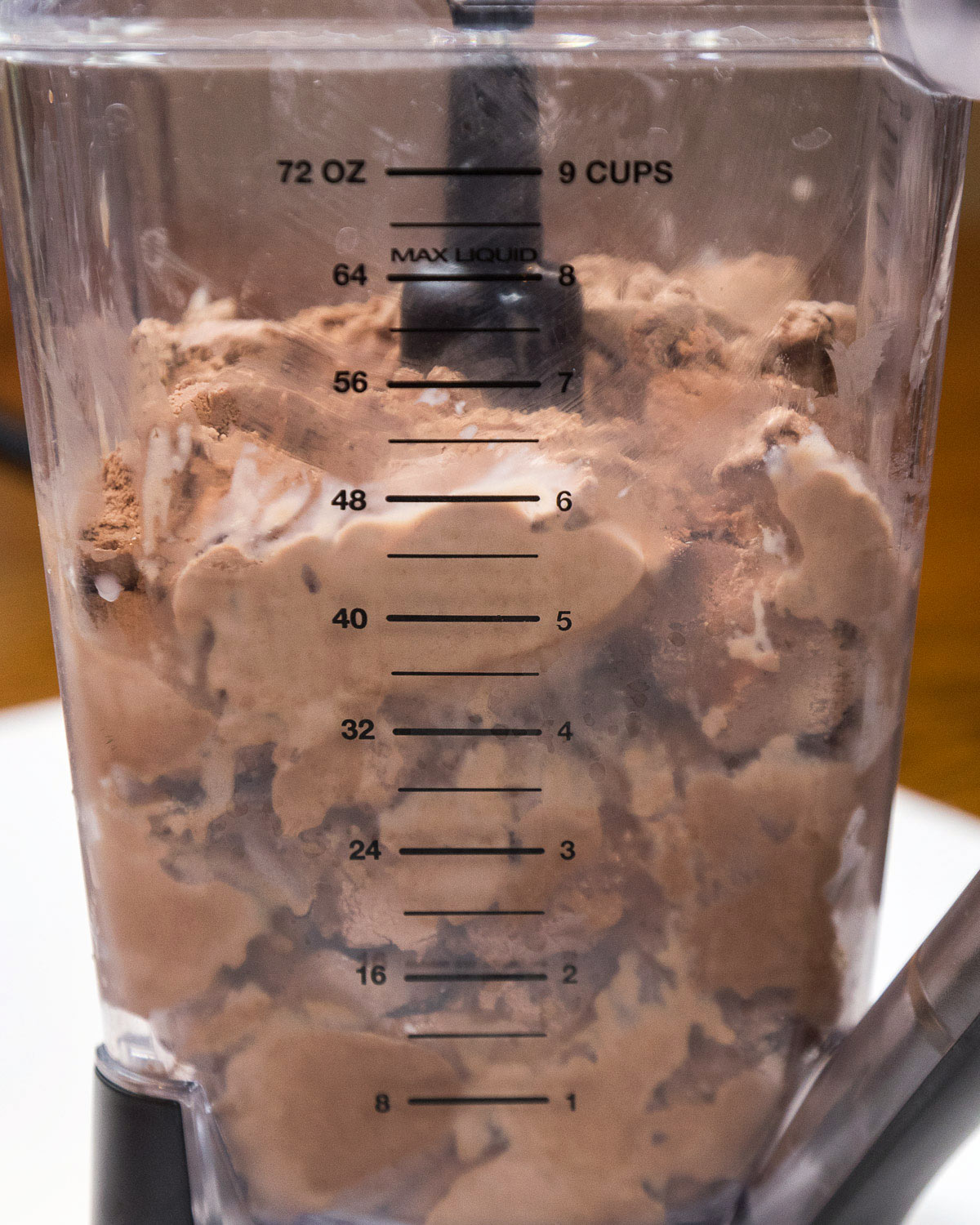 You can fill it up to the six cup mark on the blender instead of using a measuring cup.