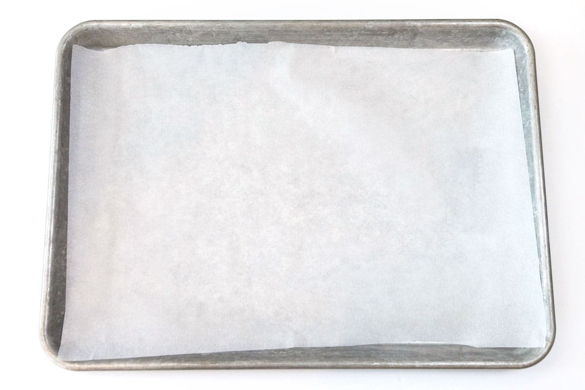 Parchment paper on cookie sheet
